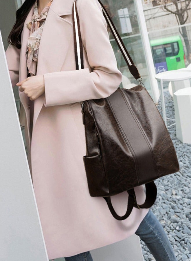 Backpack Purse for Women Soft PU Leather Anti-theft Rucksack Lightweight Hangbags Shoulder Bag for Women and Lady brown. - Image 5